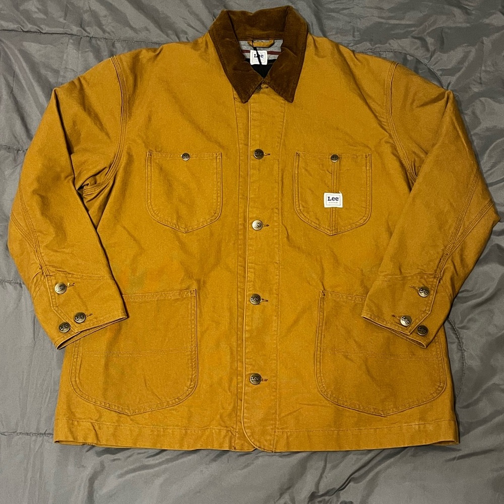 Lee Men's Brown Jacket with Black Collar